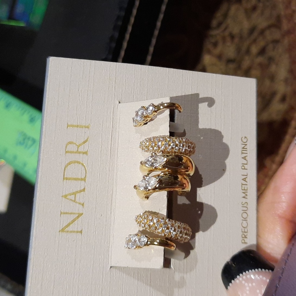 NWT Lot Of 3 Pairs Gold AUTHENTIC GENUINE NADRI ELEGANT WEDDING EARRINGS Hoops